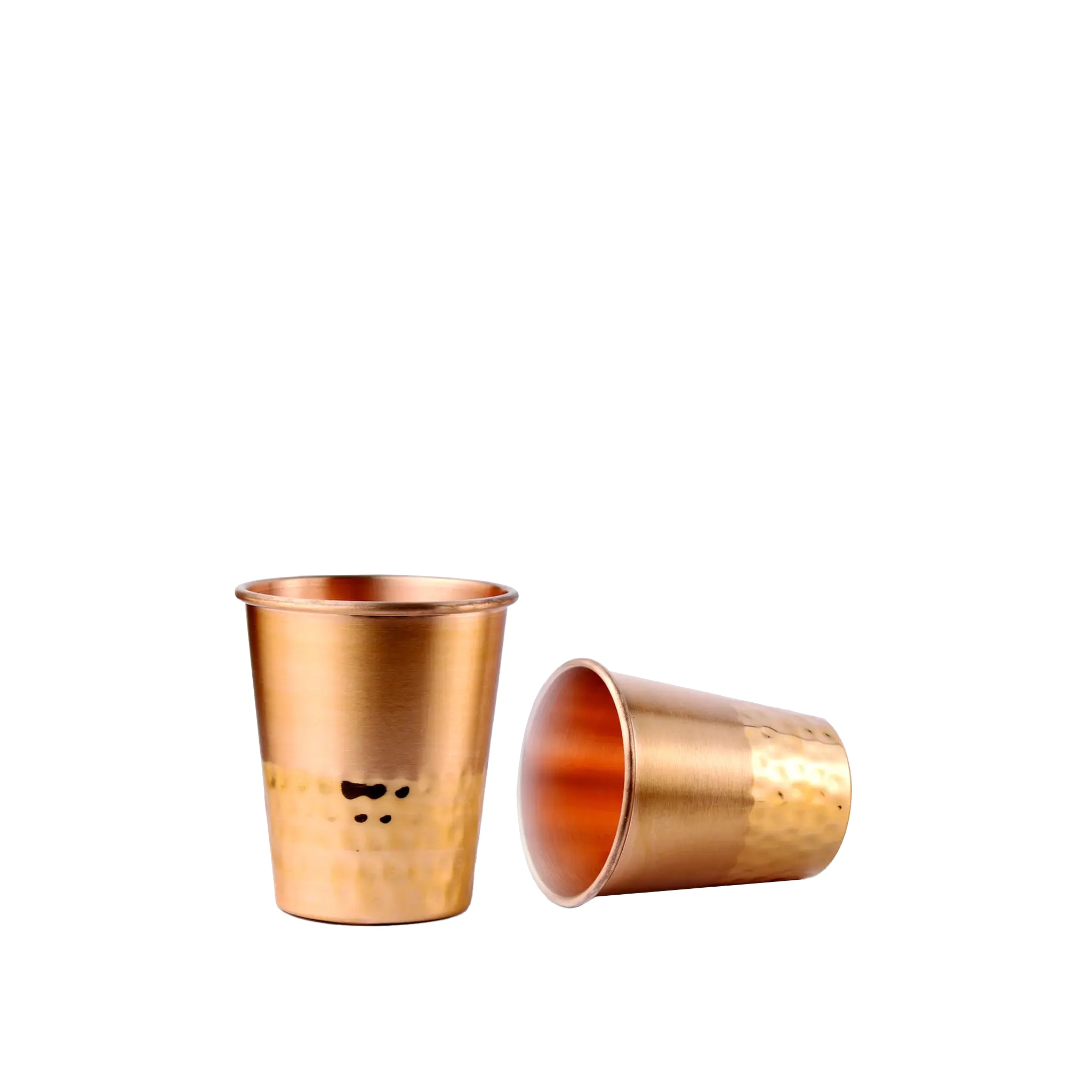 Upgrade your hydration routine with this beautifully crafted set of 2 copper cups. Available at vayuliving.com