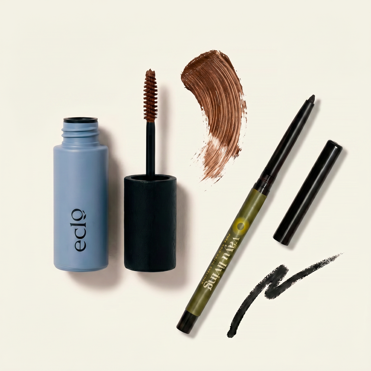 Pure Noir Kajal Eyeliner (Black) + Eclo Mascara (Brown) Duo