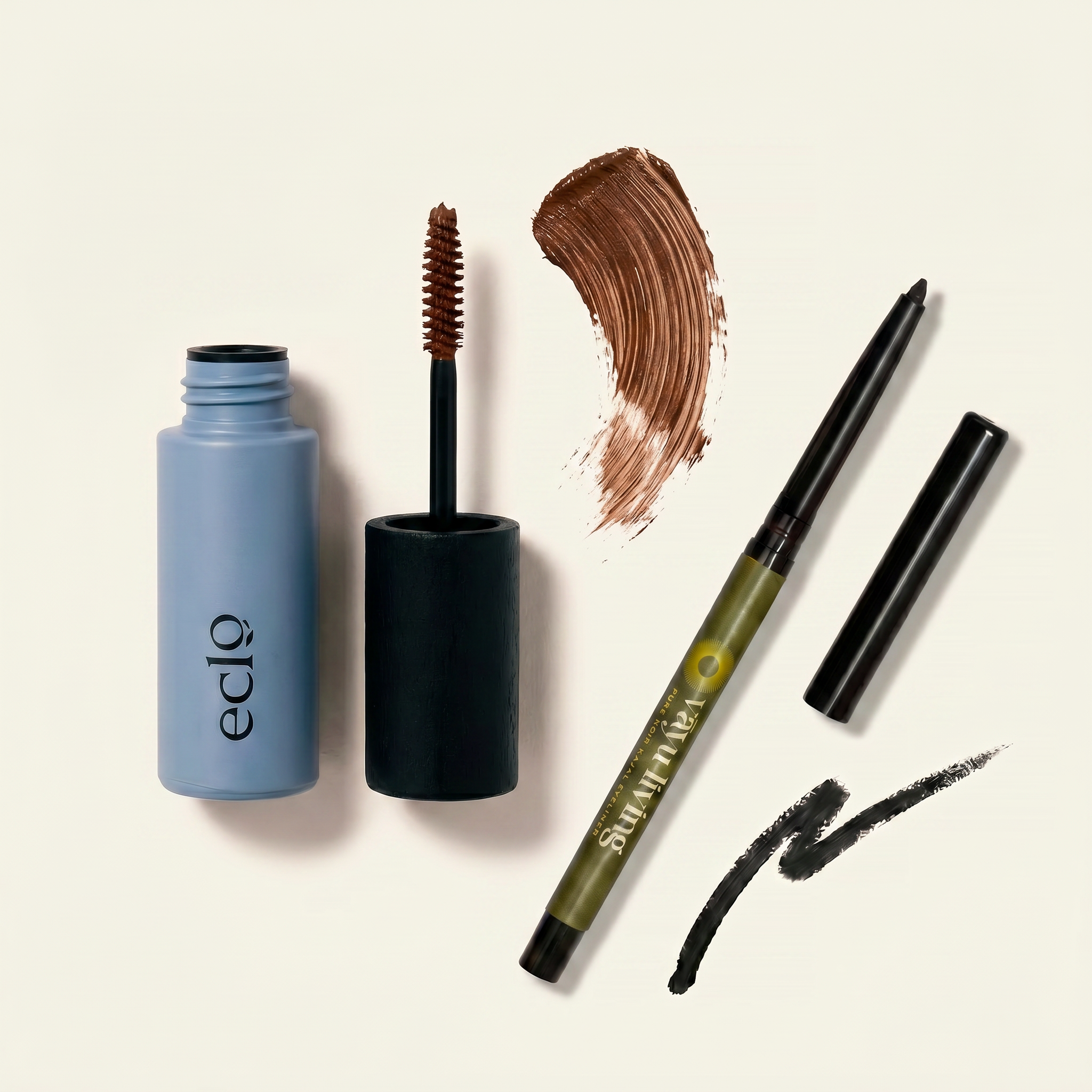 Pure Noir Kajal Eyeliner (Black) + Eclo Mascara (Brown) Duo