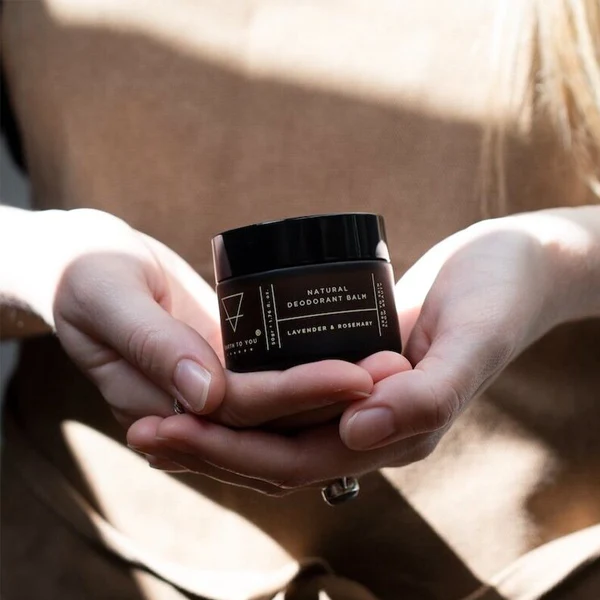 Natural Deodorant with Calendula, Nettles, Burdock Root, and Cleavers that replaces bad bacteria with good, keeping you fresh without blocking pores. Available at Vayu Living.